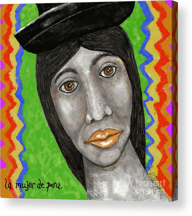 Woman Acrylic Print featuring the digital art The Woman from Peru by Caroline Street