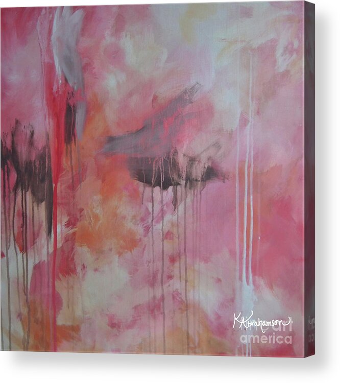 Abstract Acrylic Print featuring the painting Tickled Pink 3 by Kristen Abrahamson