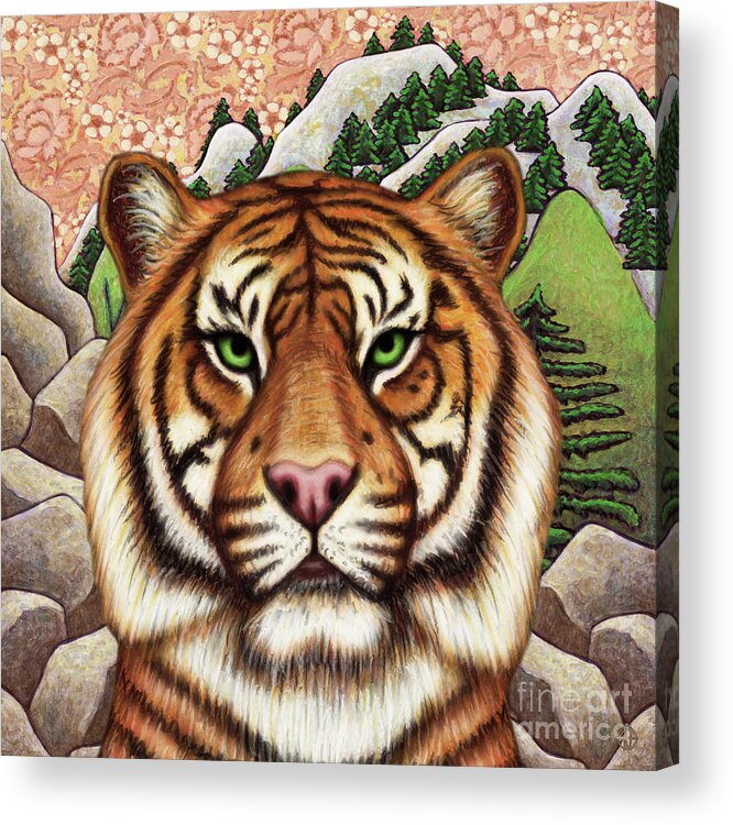 Bengal Tiger Acrylic Print featuring the painting Tiger Mountain by Amy E Fraser