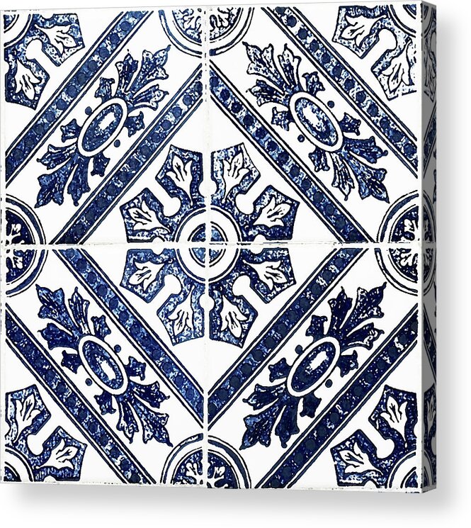 Blue Tiles Acrylic Print featuring the digital art Tiles Mosaic Design Azulejo Portuguese Decorative Art V by Irina Sztukowski