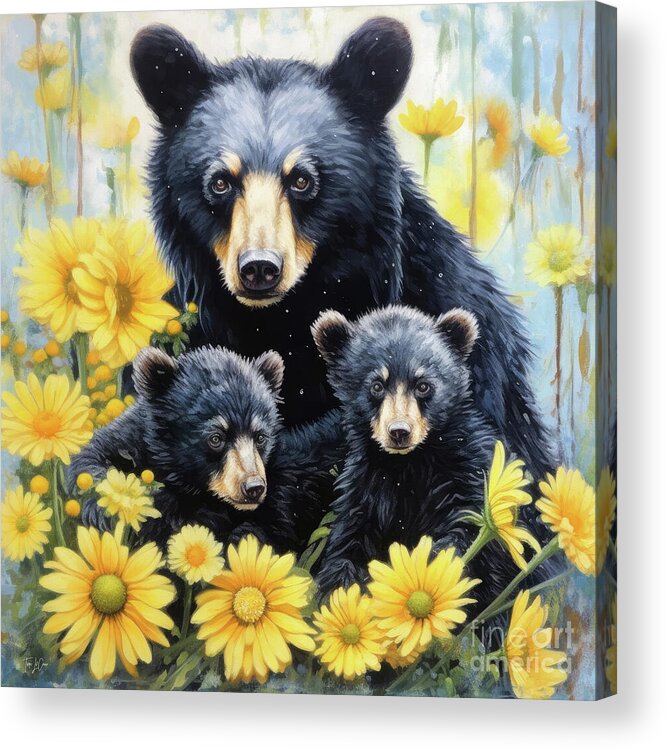 Grizzly Bear Acrylic Print featuring the painting Time With Mother by Tina LeCour