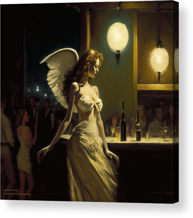Woman Acrylic Print featuring the painting No Place for Angels by My Head Cinema