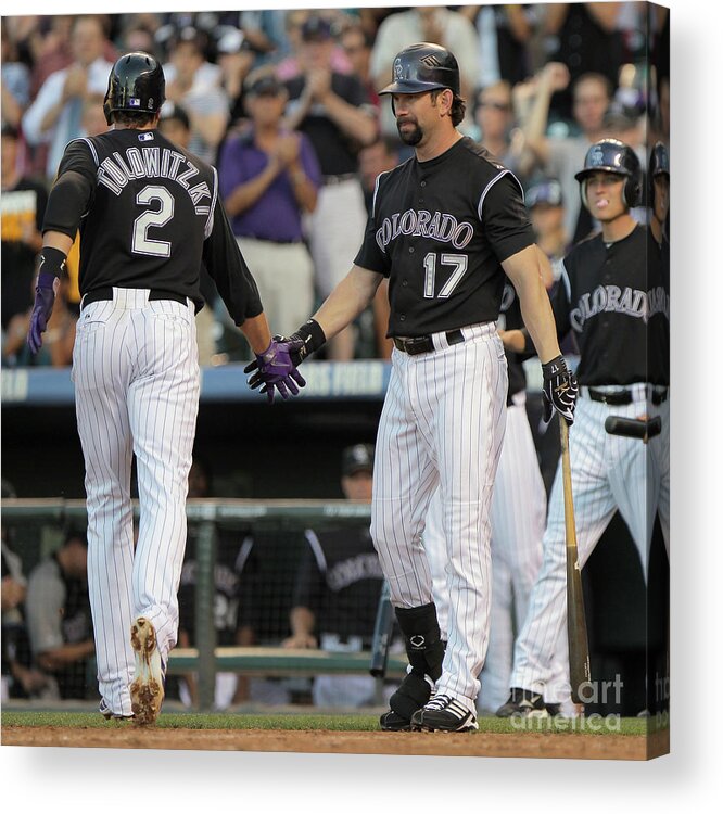 People Acrylic Print featuring the photograph Todd Helton, Troy Tulowitzki, and Anibal Sanchez by Doug Pensinger