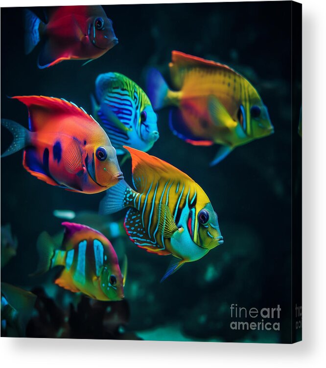 Tropical Acrylic Print featuring the digital art Tropical Fish II by Jay Schankman