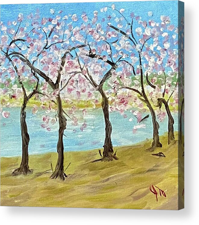 Cherry Blossoms Acrylic Print featuring the painting Tuesday 2002 Full Bloom by John Macarthur