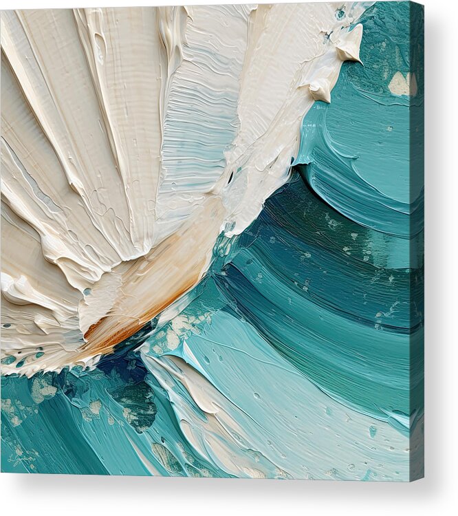 Seashell Acrylic Print featuring the painting Turquoise Seashells - Coastal Artwork for Walls by Lourry Legarde