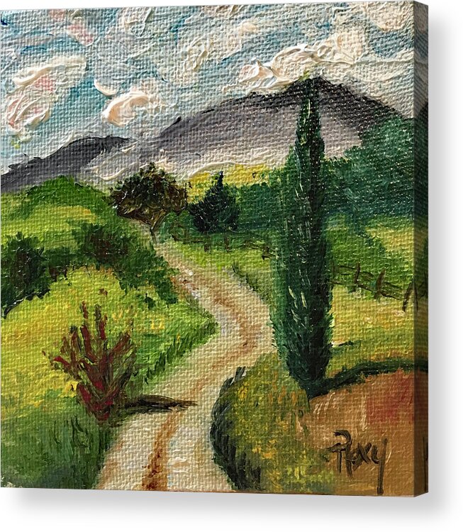 Tuscany Acrylic Print featuring the painting Tuscan Winding Road by Roxy Rich