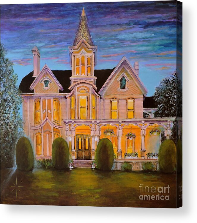 House Acrylic Print featuring the painting Twilight in Troy by Jodie Marie Anne Richardson Traugott     aka jm-ART