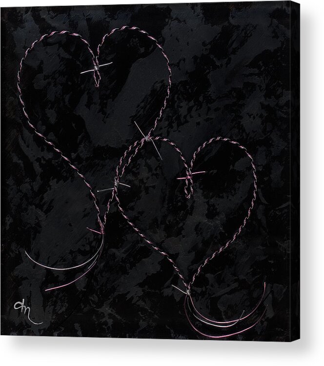 Hearts Acrylic Print featuring the mixed media Two Hearts Barbed Violet by Tamara Nelson