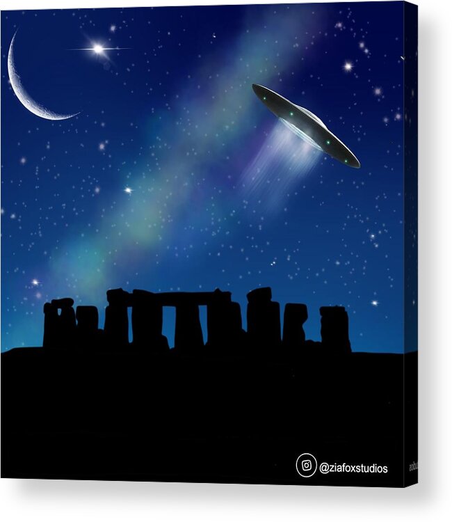 Ufo Acrylic Print featuring the digital art Unexplained Visitors #2 by Eva Sawyer