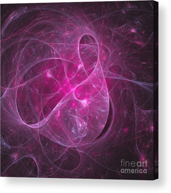 Fractals Acrylic Print featuring the digital art Veiled Pink by Elisabeth Lucas