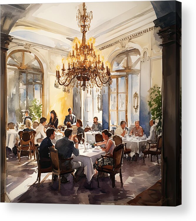 Venetian Dining Room Acrylic Print featuring the painting Venetian Dining Room at the Arlington Hotel in Hot Springs, Arkansas by Lourry Legarde