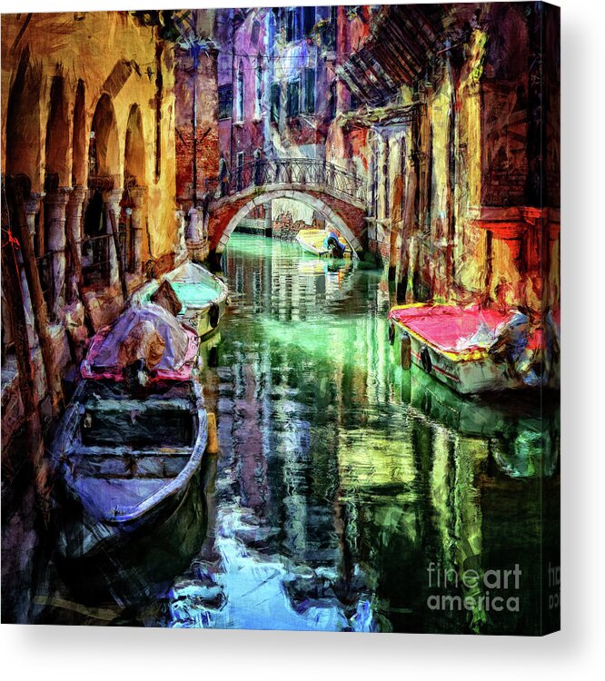 Venice Acrylic Print featuring the digital art Venice Italy Canal by Phil Perkins