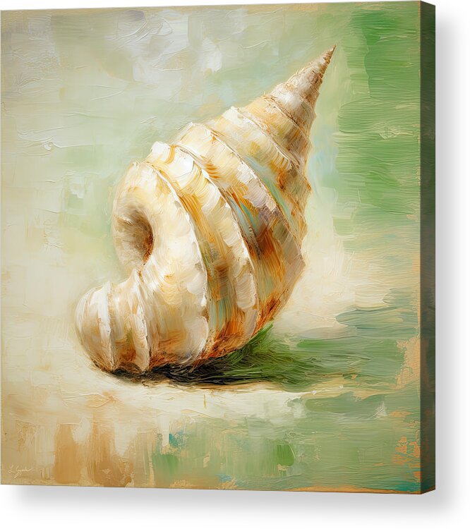 Seashell Acrylic Print featuring the digital art Verde Beach - Seashell Wall Art by Lourry Legarde