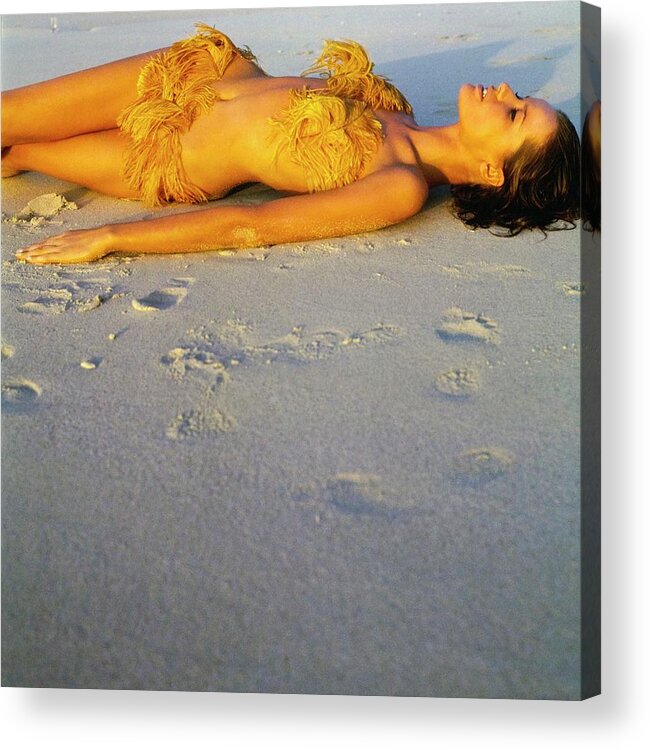 Sport Acrylic Print featuring the photograph Veruschka in a Feathered Bikini by Franco Rubartelli