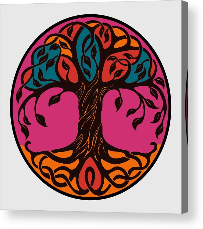Tree Of Life Acrylic Print featuring the digital art Vibrant Celtic Tree of Life Art by Peggy Collins