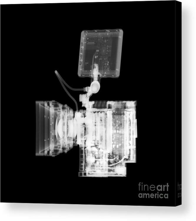 Black Acrylic Print featuring the photograph Video camera, X-ray. by Science Photo Library