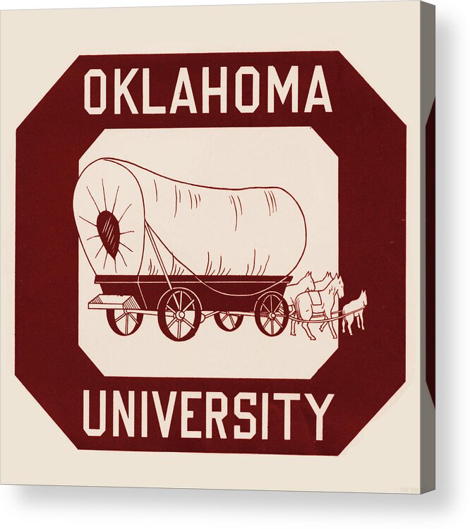 Oklahoma Acrylic Print featuring the mixed media Vintage Oklahoma Sooners Art by Row One Brand