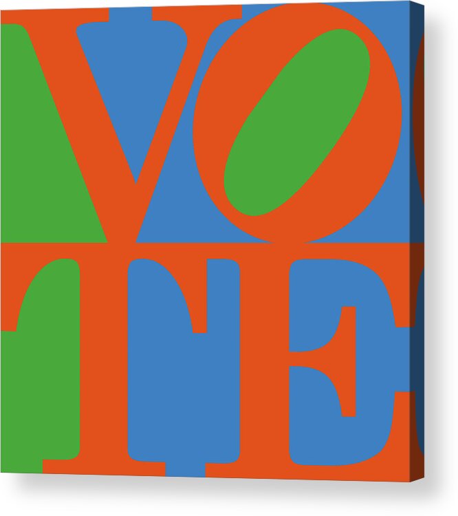 Vote Acrylic Print featuring the digital art Vote in 1970's colors by Linda Ruiz-Lozito