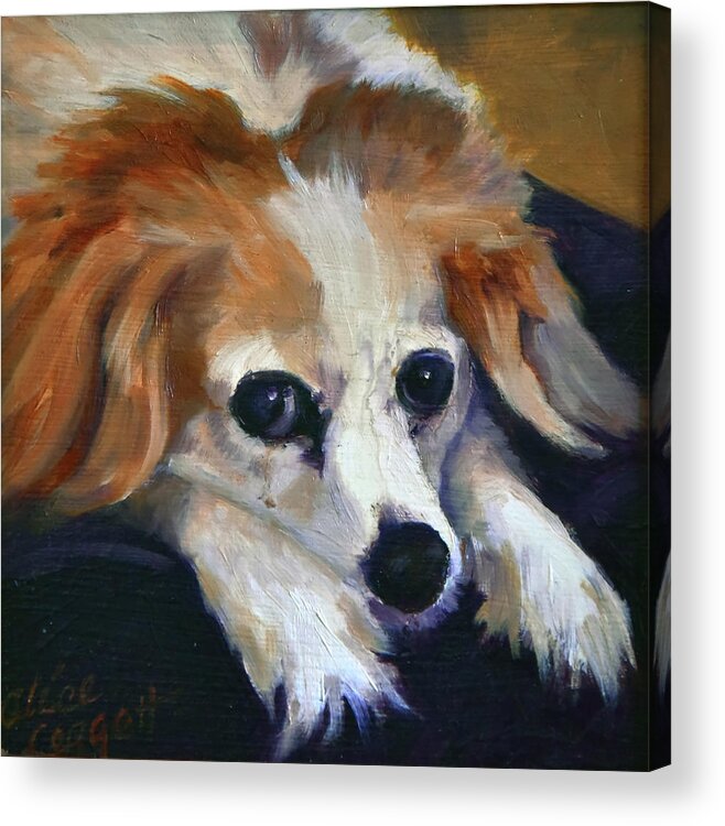 Dog Acrylic Print featuring the painting Waiting for Dinner by Alice Leggett