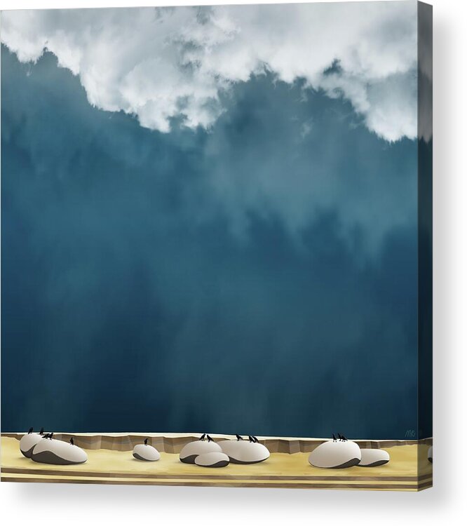 Dramatic Skyscape Acrylic Print featuring the digital art Waiting for the play by Moira Risen