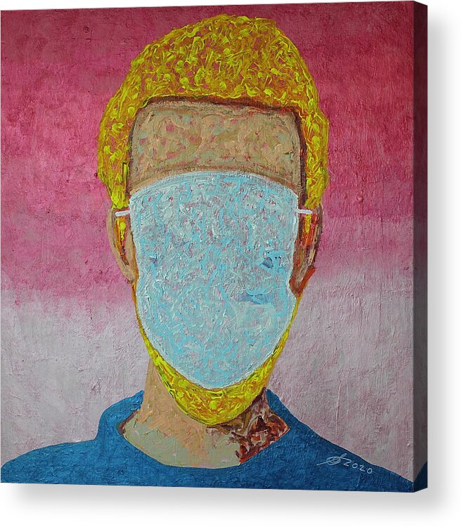 Mask Acrylic Print featuring the painting Wake the Woke original painting by Sol Luckman