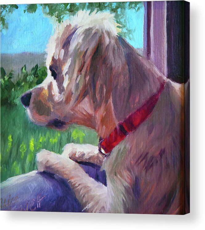 Dog Acrylic Print featuring the painting Watch Dog by Alice Leggett