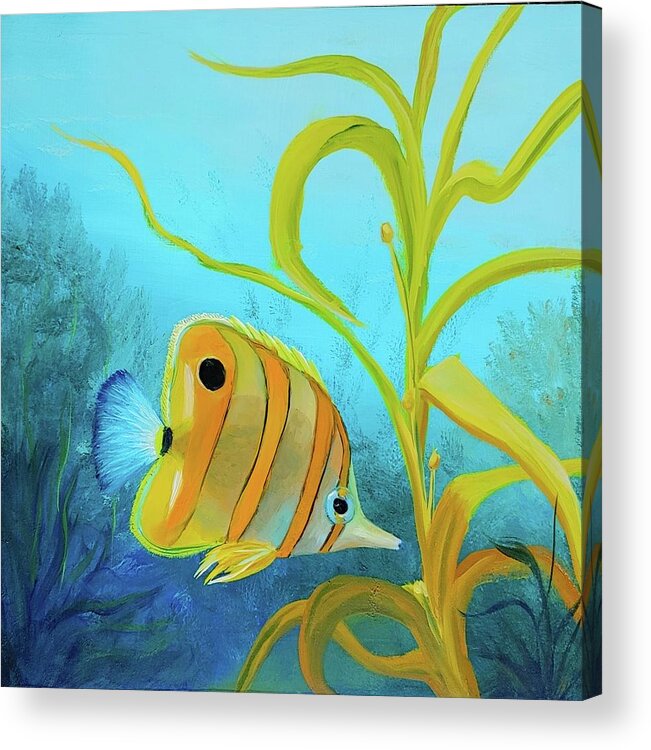 Butterfly Fish Acrylic Print featuring the painting Water Butterfly by Connie Rish