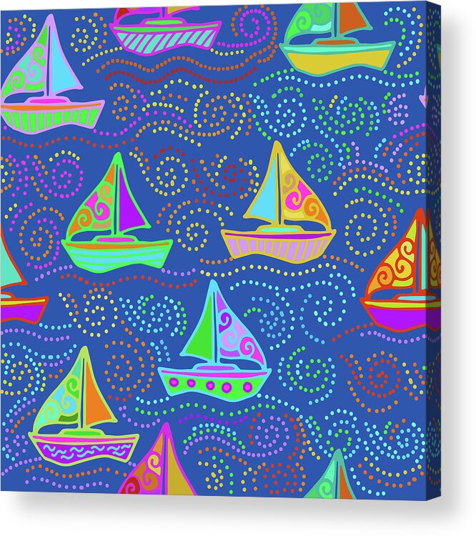 Yacht Racing Acrylic Print featuring the digital art Whatever Floats Your Boat by Vagabond Folk Art - Virginia Vivier