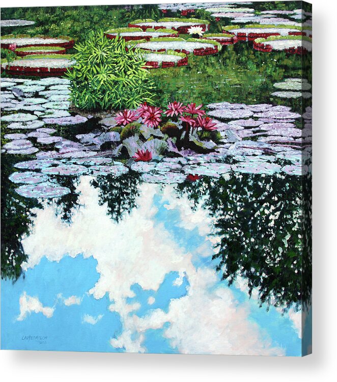 Garden Pond Acrylic Print featuring the painting Whatsoever Is Lovely by John Lautermilch