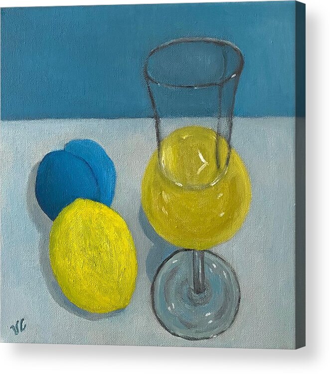 Limoncello Acrylic Print featuring the painting When life gives you lemons, make limoncello by Victoria Lakes