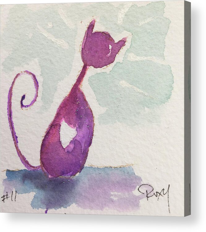 Whimsy Acrylic Print featuring the painting Whimsy Kitty 11 by Roxy Rich