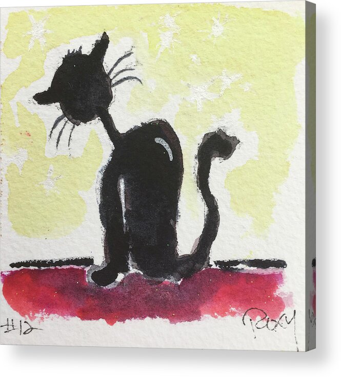 Cat Acrylic Print featuring the painting Whimsy Kitty 12 by Roxy Rich