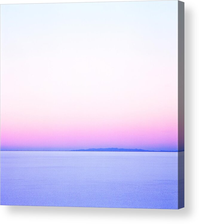Sparse Acrylic Print featuring the photograph White Pink And Blue Sunset On The Salt Flats Of Utah by Digital Vision
