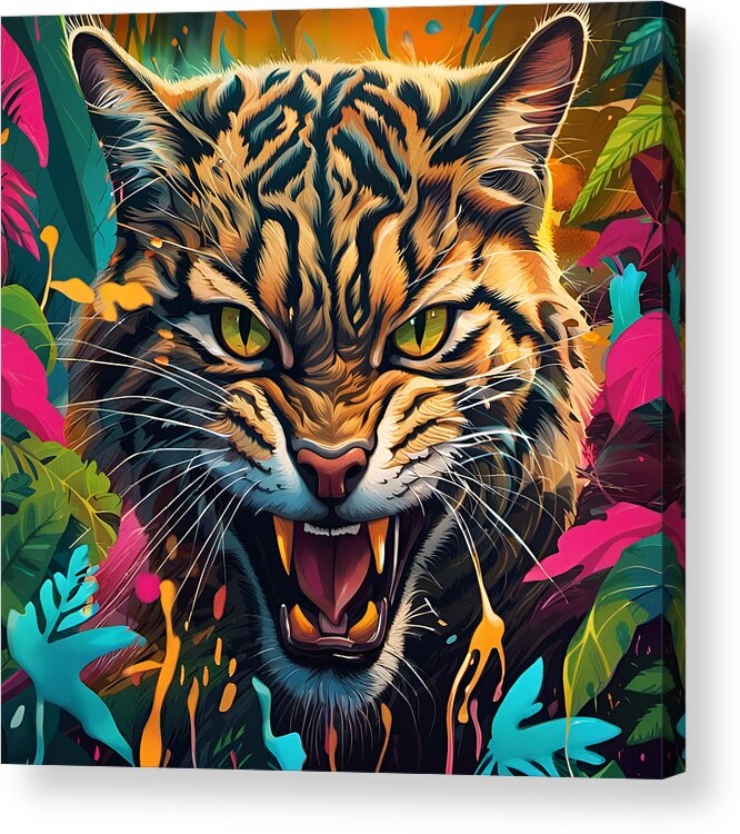 Wild Acrylic Print featuring the digital art Wild Cat by Jason Denis