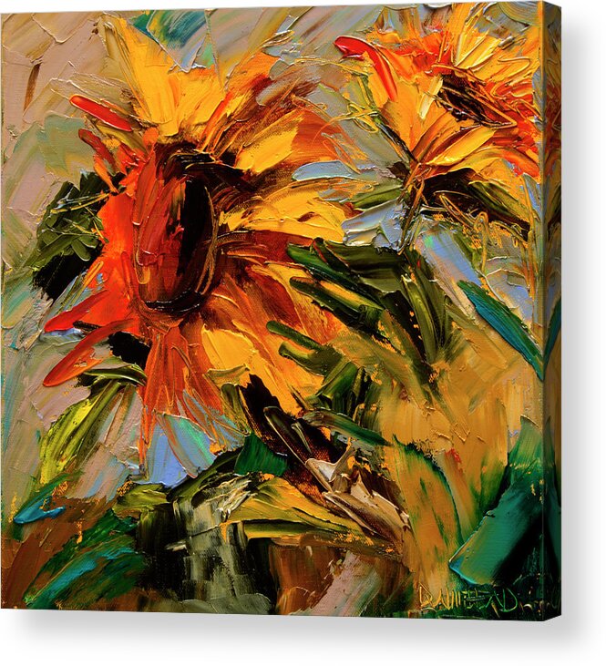 Oil Painting Acrylic Print featuring the painting Wild Sunflower by Diane Whitehead