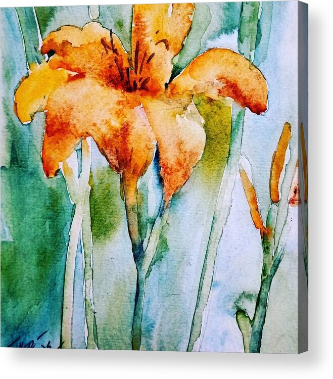 Watercolors Acrylic Print featuring the painting Wildflowers by Julie TuckerDemps