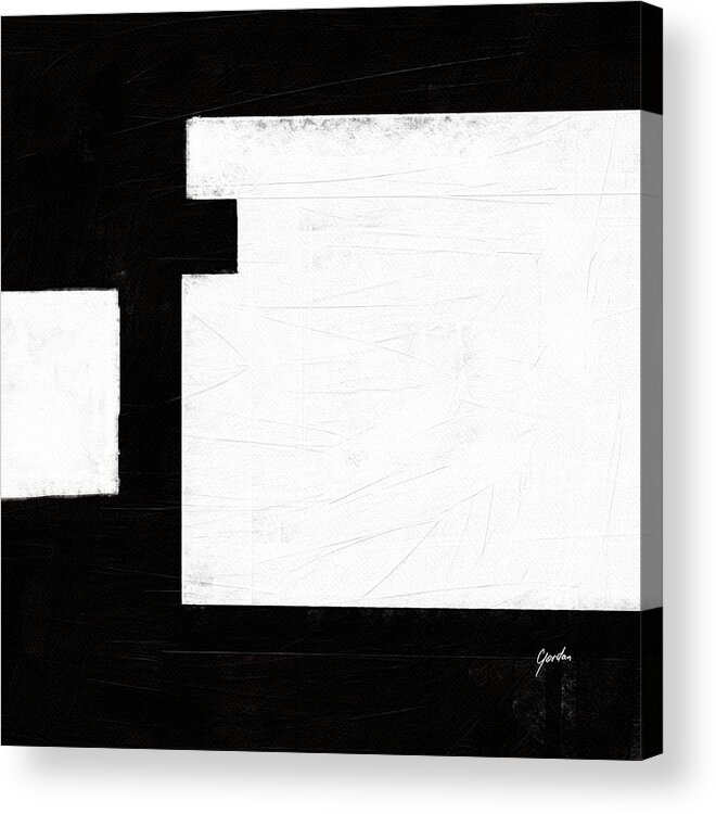 Abstract Acrylic Print featuring the painting Windows - Black And White Minimalist Geometric Painting by iAbstractArt