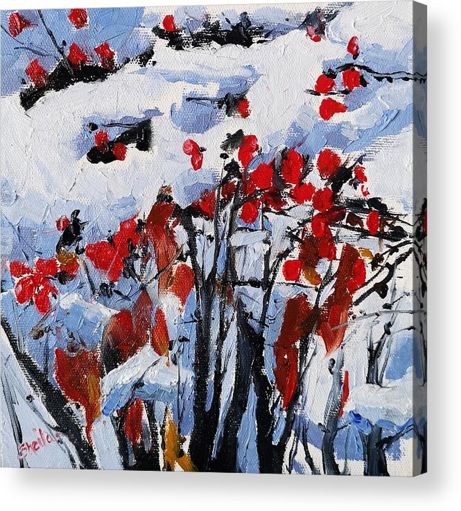 Winter Acrylic Print featuring the painting Winter Berries by Sheila Romard