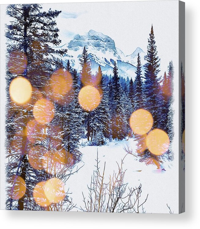 Rockies Acrylic Print featuring the mixed media Winter Shimmer by Marie Conboy