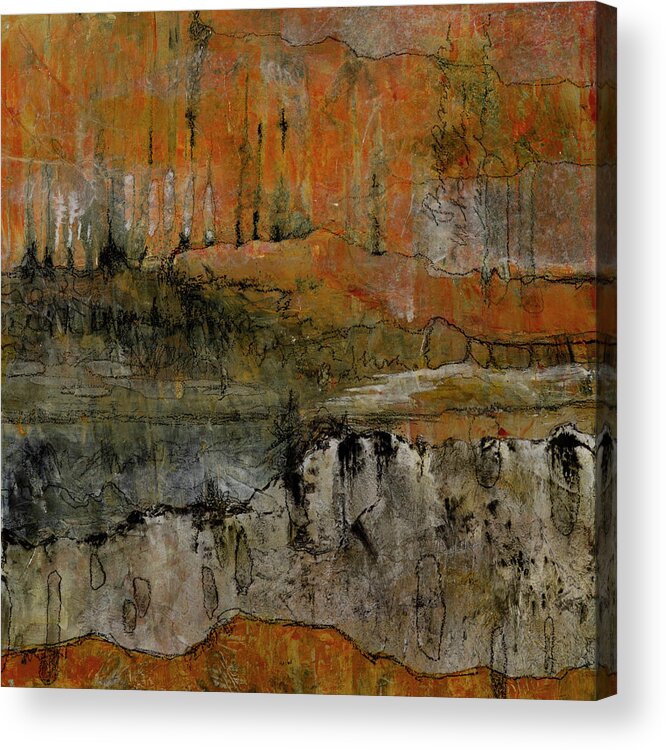Abstract Acrylic Painting Acrylic Print featuring the mixed media Winter Thaw by Chris Burton