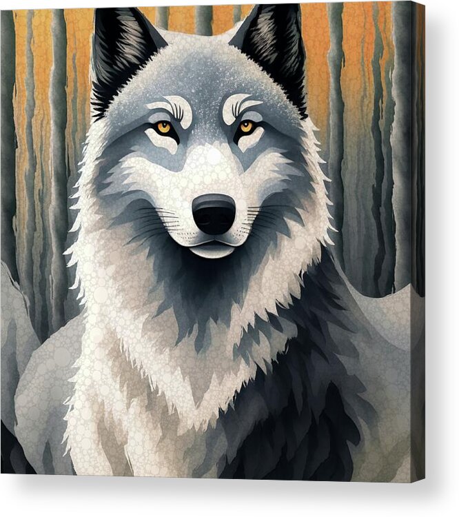 Abstract Acrylic Print featuring the digital art Wolf In The Forest - 5 by Philip Preston