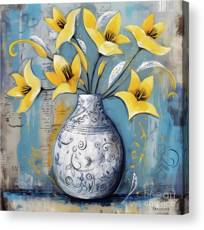 Calla Lily Acrylic Print featuring the painting Yellow Calla Lily Flowers by Tina LeCour