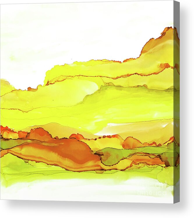 Alcohol Ink Acrylic Print featuring the painting Yellowscape 1 by Chris Paschke