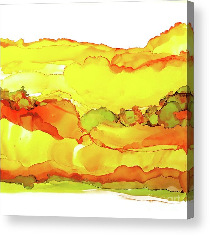 Alcohol Ink Acrylic Print featuring the painting Yellowscape 2 by Chris Paschke