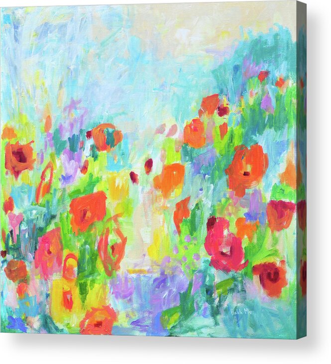 Floral Abstract Acrylic Print featuring the painting You Can Change The World by Haleh Mahbod