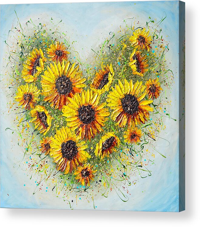 Sunflower Acrylic Print featuring the painting You're my Sunshine by Amanda Dagg