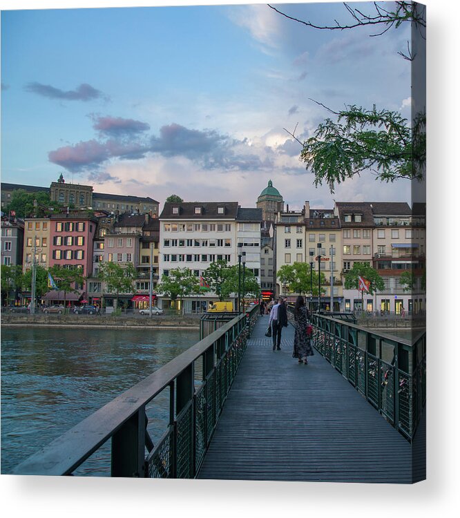 Zurich Acrylic Print featuring the photograph Zurich Pedestrian Bridge by Matthew DeGrushe