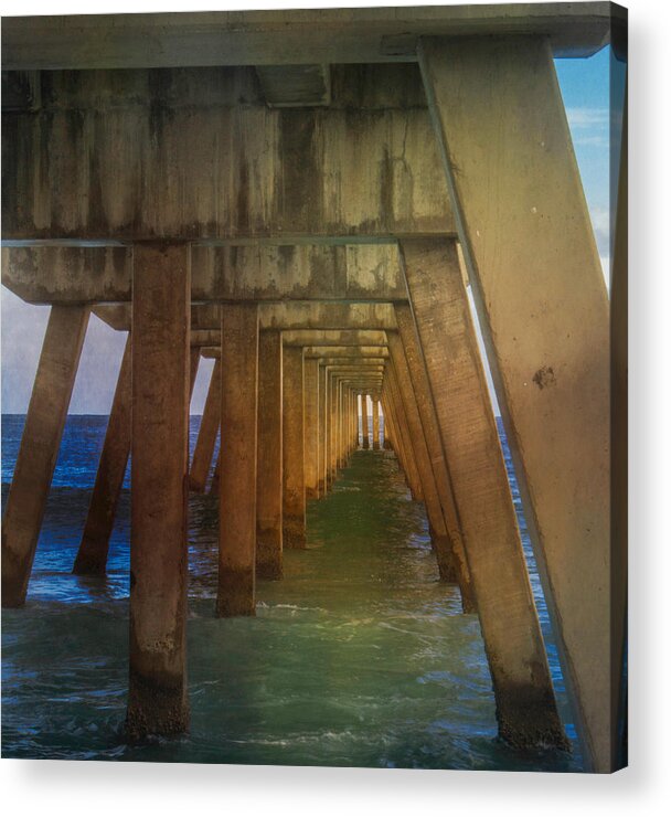 Pier Acrylic Print featuring the photograph Sunrise Under The Pier by Arlene Carmel