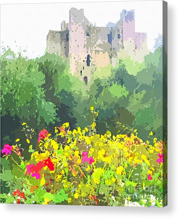 Trim-castle-county-meath-ireland Acrylic Print featuring the painting Art-print Of Trim Castle County Meath by Mary Cahalan Lee - aka PIXI